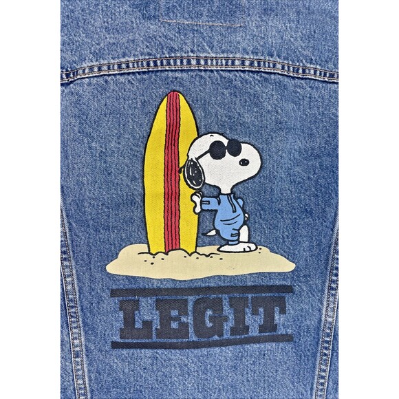 Levis Premium Denim Jean Trucker Jacket Snoopy Legit Mens Large Blue Button NWOT - Picture 2 of 9